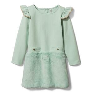 JANIE AND JACK Girls Faux Fur Ponte Dress Size 2T NEW NWT